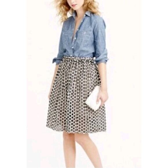 J. Crew Factory Dresses & Skirts - J.CREW Punched Out Eyelet Embroidered Cream Black A Line 28×22 Skirt Size 2